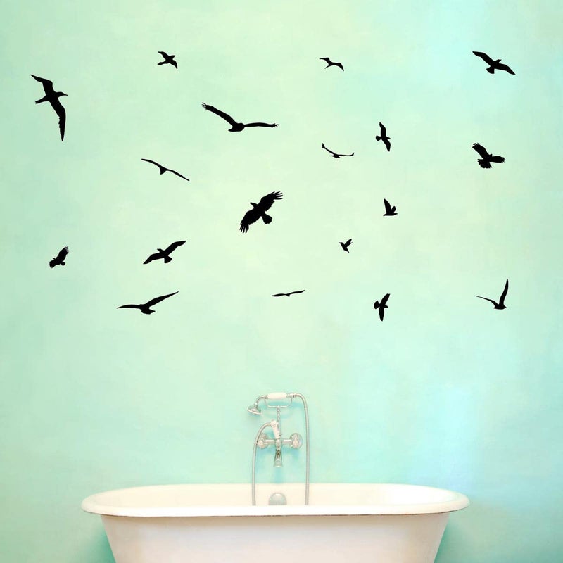 VWAQ Bird Stickers Wall Decals Sticker Decorative Nature Flying Black Birds Flock Wall DÃ©cor Nursery Mirror Peel and Stick Removable - Image 2